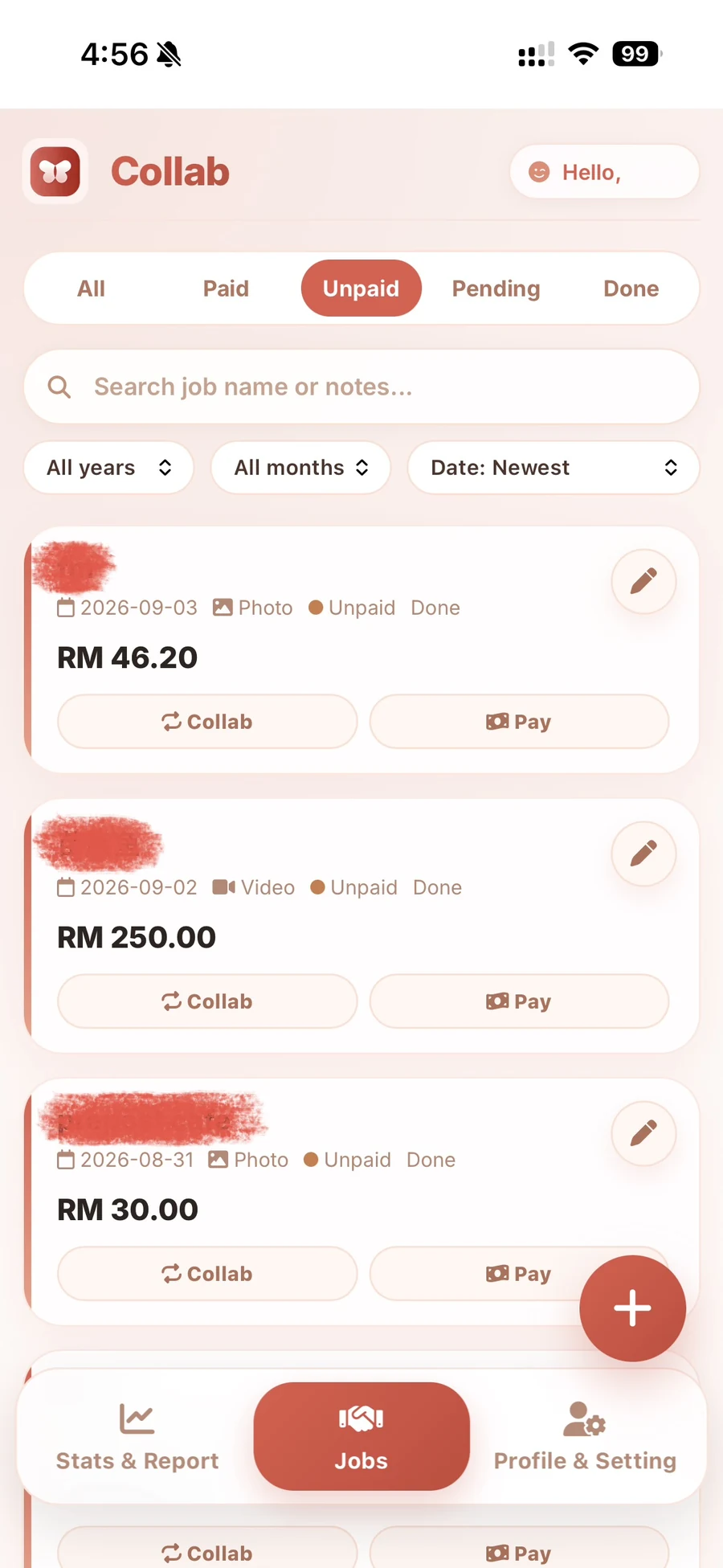 Collab — Outstanding Payment