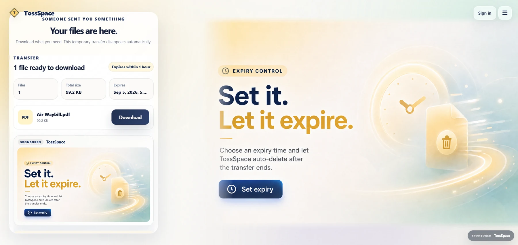 TossSpace — Receiver experience